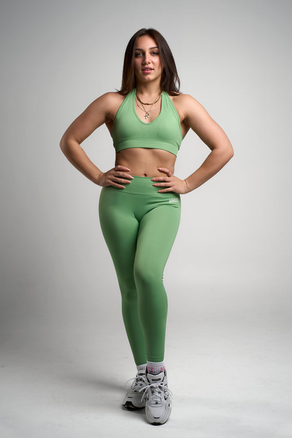 SPRING SEAMLESS V-BACK LEGGINGS - SOFT GREEN