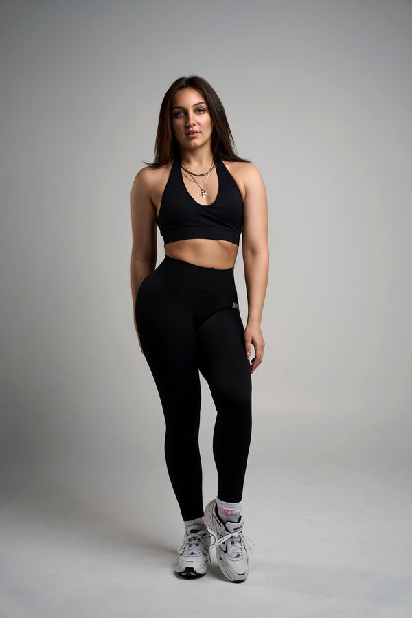 SPRING SEAMLESS V-BACK LEGGINGS - BLACK